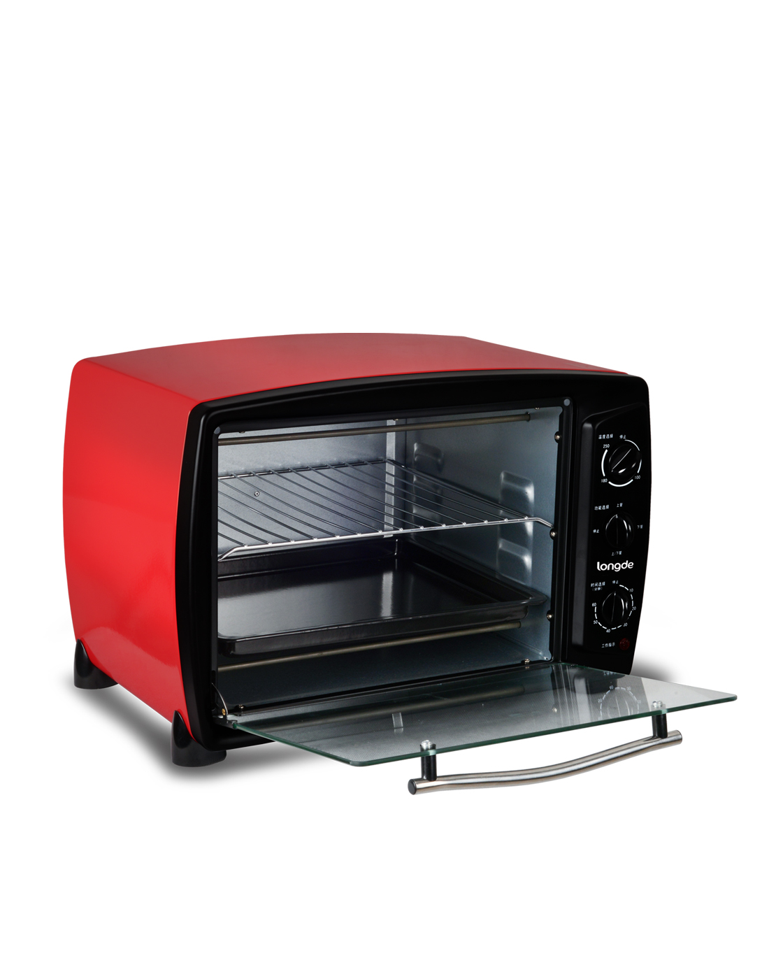 电烤箱25l多功能旋转式烤架 黑红色