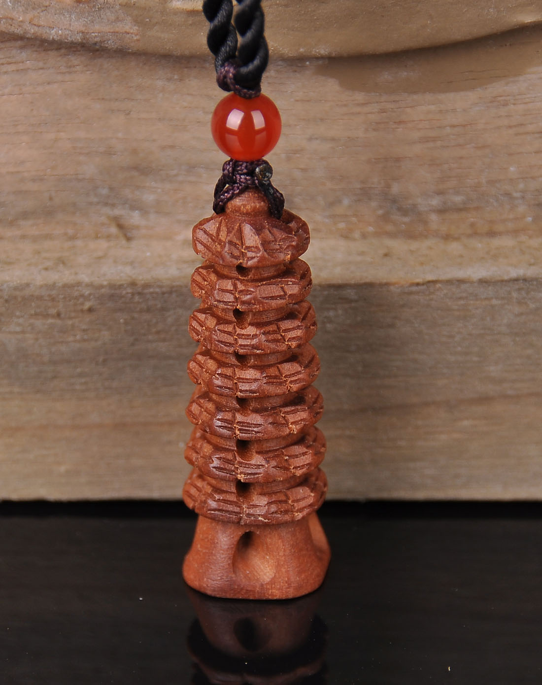 镇宅宝塔桃木项链