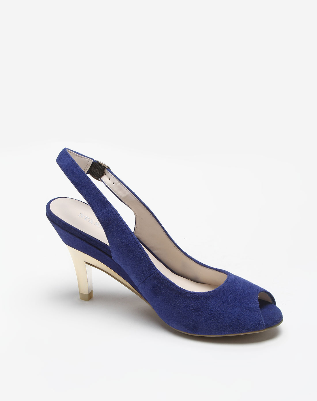 星期六集团旗下品牌女鞋st&sat 蓝色个性休闲高跟鱼嘴鞋ssa2scgh0164