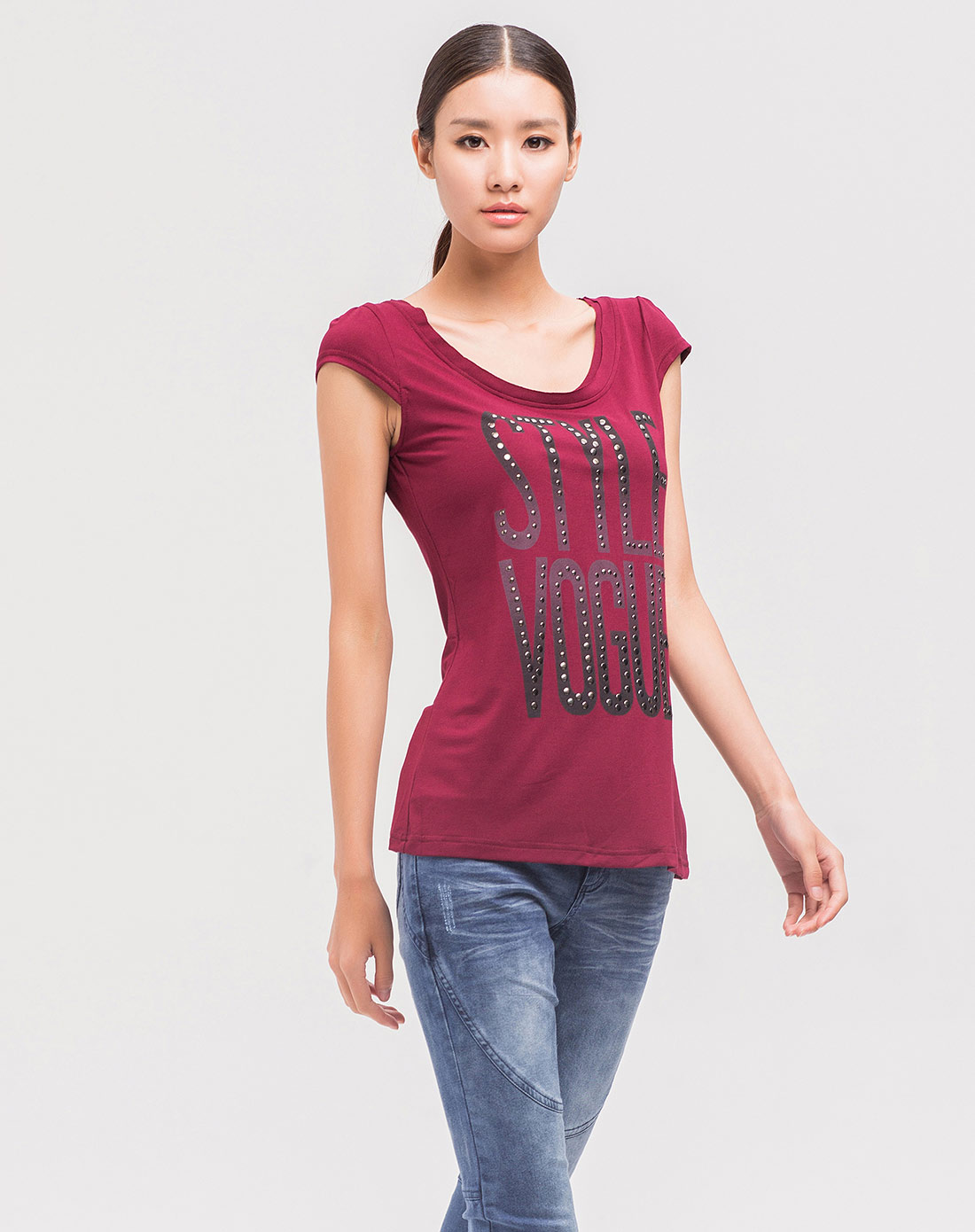 odd 贵族红色欧美风字母短袖t恤