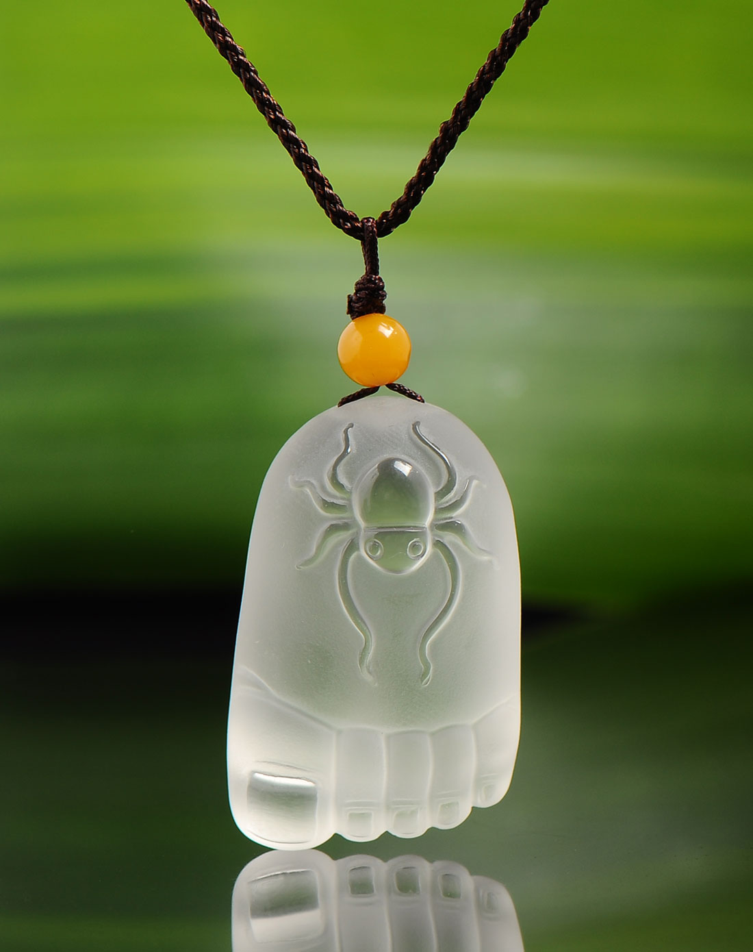 天然白水晶小脚丫吊坠挂饰知足常乐