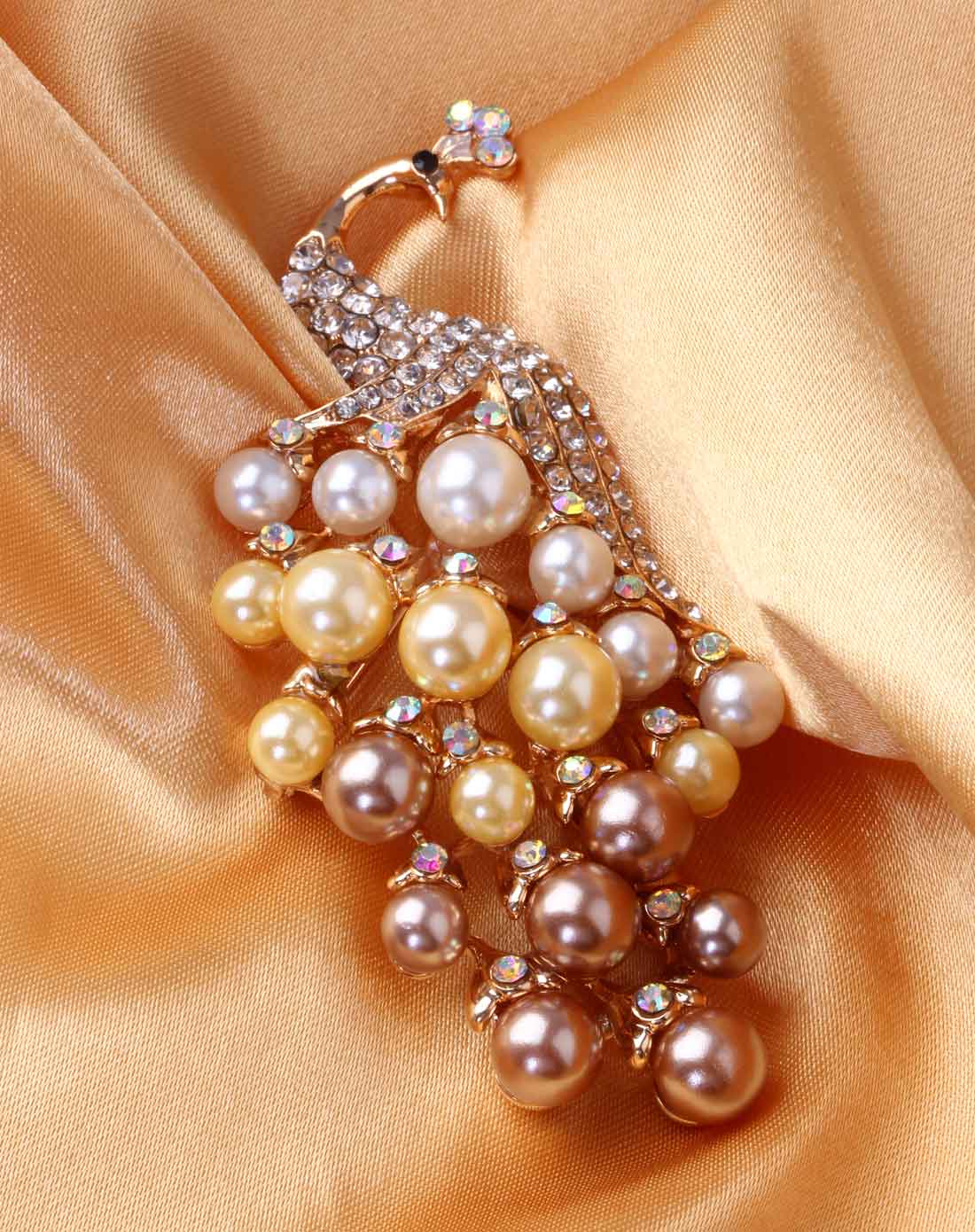 金色珍珠孔雀胸针