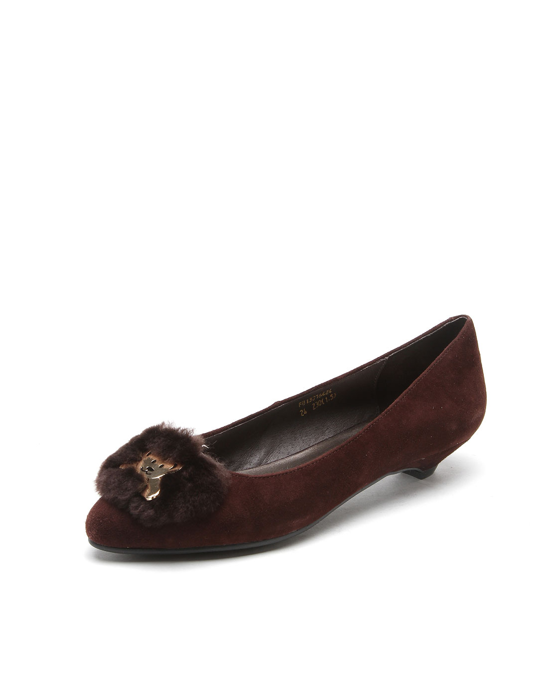 fbl 啡色绒面毛毛小熊浅口休闲单鞋