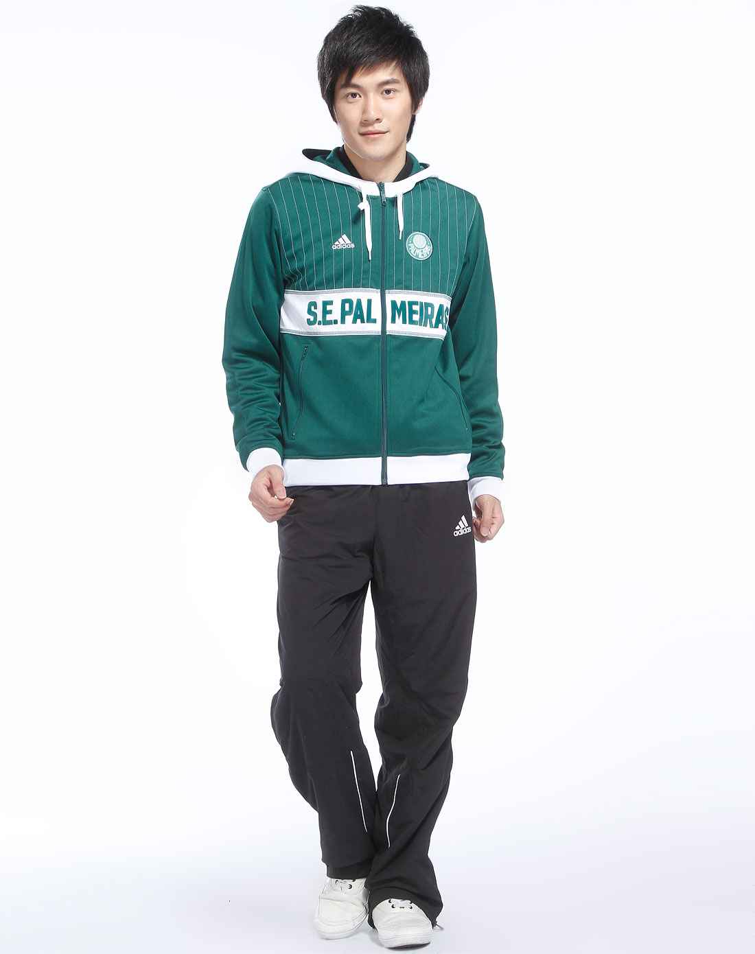 绿/白色印花条纹长袖外套