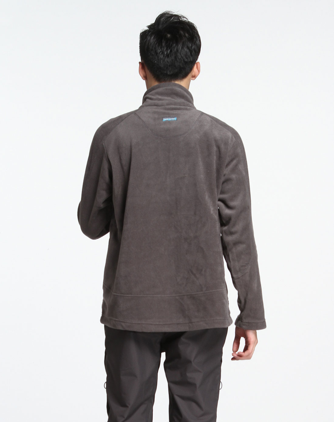 > 男款半开襟抓绒深烟灰色长袖上衣