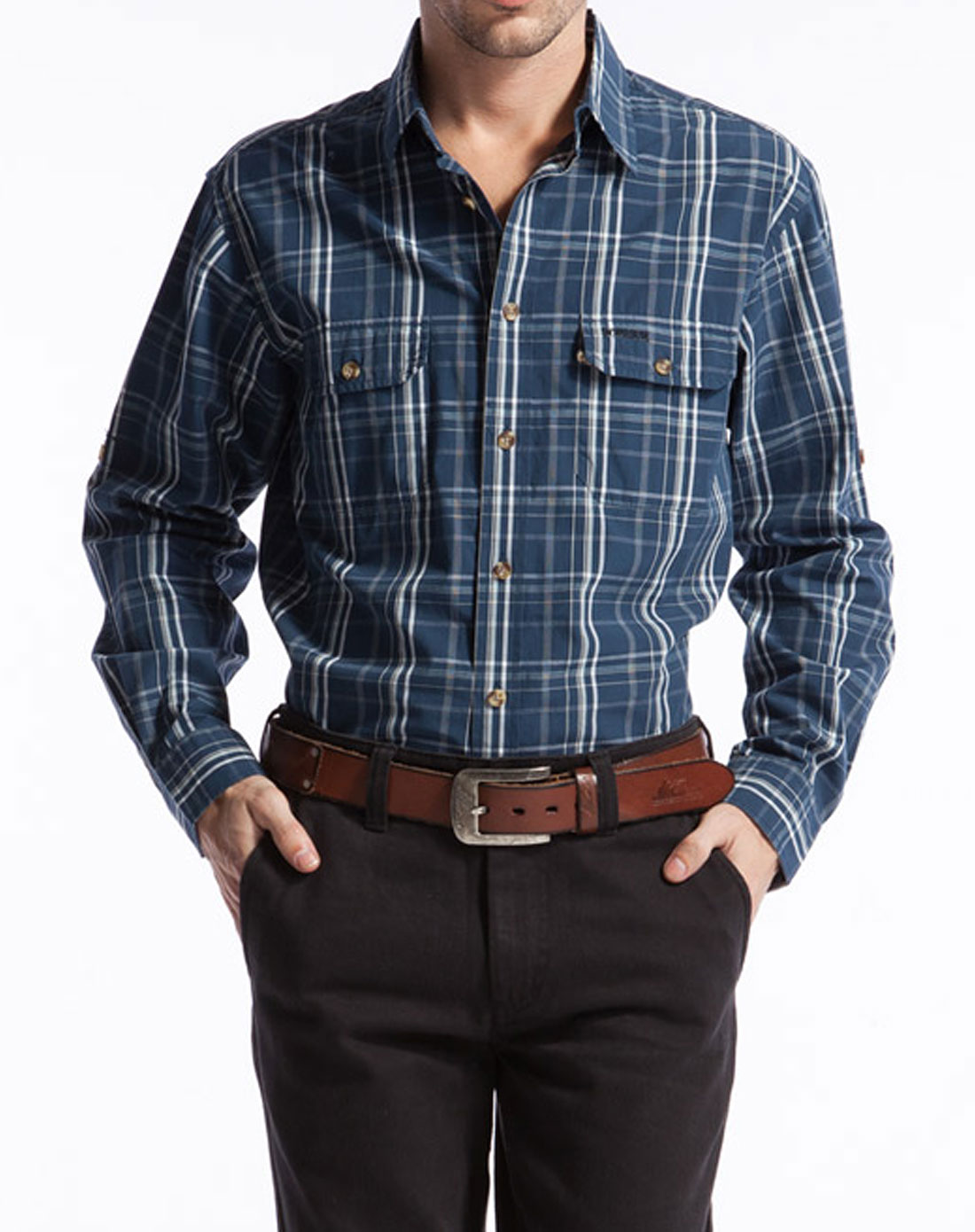 男款花格子衬衫