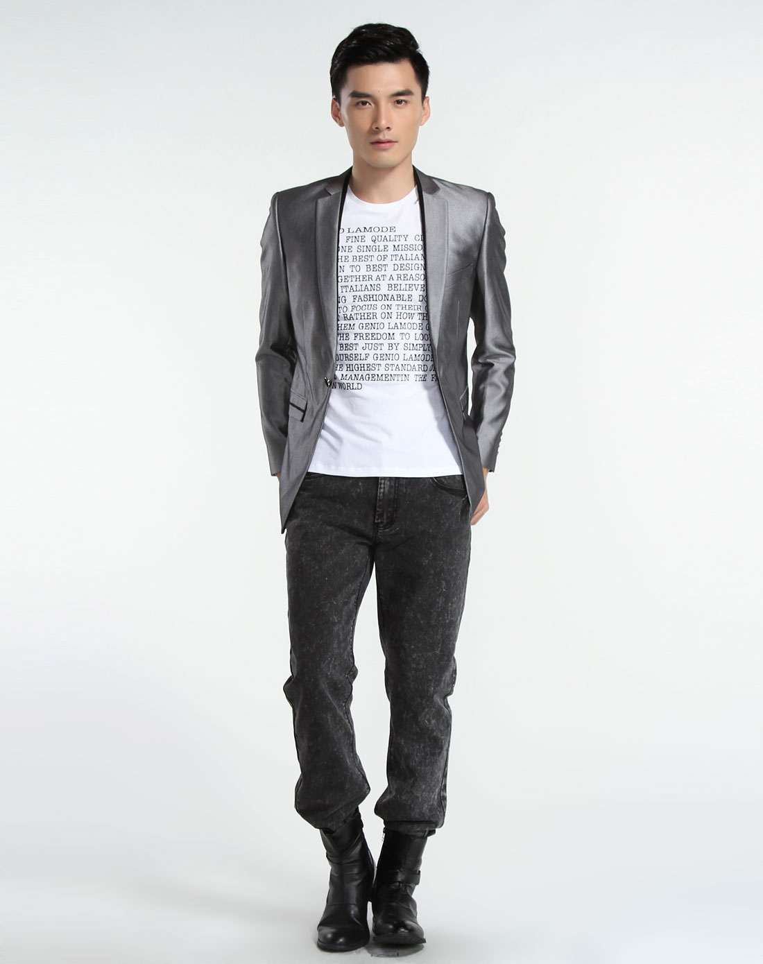 银白色调个性韩版长袖西服